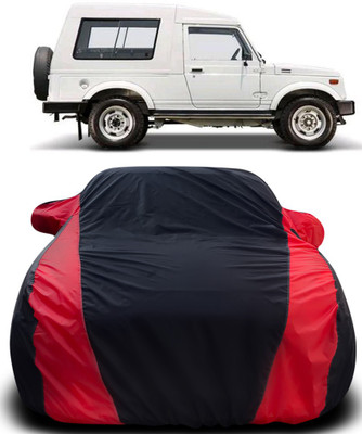 MoTRoX Car Cover For Maruti Suzuki Gypsy MG-410 (With Mirror Pockets)(Black, Red)