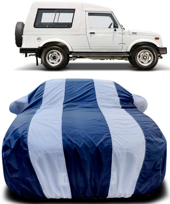Gavya Car Cover For Maruti Suzuki Gypsy MG-410 (With Mirror Pockets)(Blue, White)
