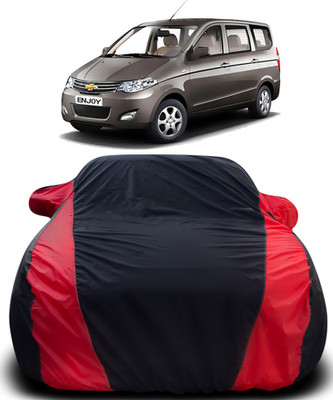 MoTRoX Car Cover For Chevrolet Enjoy (With Mirror Pockets)(Black, Red)