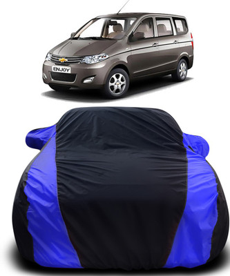 MoTRoX Car Cover For Chevrolet Enjoy (With Mirror Pockets)(Black, Blue)