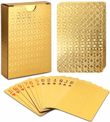 Bastex 24 K Gold Plated Poker Playing Cards 3 Patti Table Games,Golden Foil Casino Grade Deck of Playing Cards : 100 Dollar Design/Best Gold Plated Card 100 Dollar -Gold 24K Gold Plated Standard Sized Playing Cards/Poker Playing Card American Dollar(Golden)