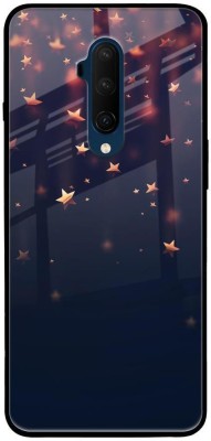 QRIOH Glass Back Cover for OnePlus 7T Pro(Black, Grip Case, Silicon, Pack of: 1)