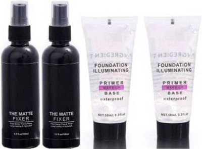 AVEU Beauty combo matte fixer and primer Primer - 300 ml (Transparent, Black) Primer - 300 ml(4 Items in the set)