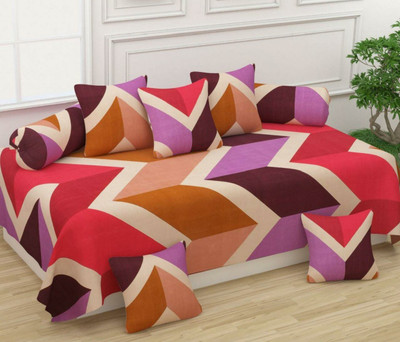 Comfytouch Cotton Abstract Diwan Set(Multicolor)