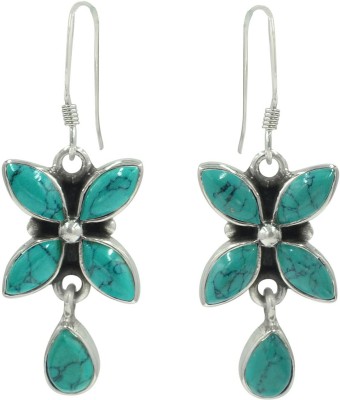 SHRI GOVINDAM Turquoise Gemstone Turquoise Sterling Silver Drops & Danglers