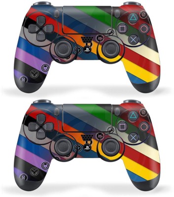 Techfit Combo of 2 Printed Skin Wrap Vinyl Sticker For PS4 DualShock Wireless Controller - Logo Stripes  Gaming Accessory Kit(Multicolor, For PS4)