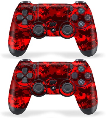 Techfit Combo of 2 Printed Skin Wrap Vinyl Sticker For PS4 DualShock Wireless Controller - Camo Red  Gaming Accessory Kit(Multicolor, For PS4)