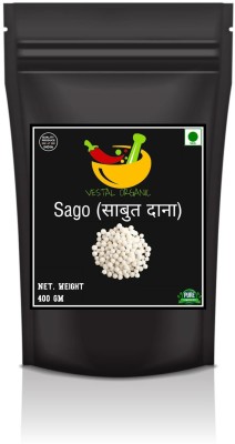 Vestal Organic Premium-Export Quality Natural Whole Sabudana | 400 Gram | Tapioca Pearls/Sago Sago(0.4 kg)