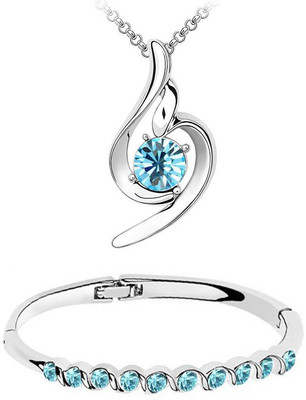 Om Jewells Alloy Rhodium Blue Jewellery Set(Pack of 1)