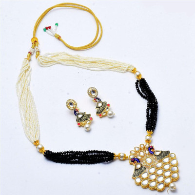 Shree krishna textile Crystal Brass Black Jewellery Set(Pack of 1)