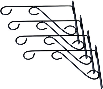 V Trisha Creative New Attractive Wall Mounted Black Hanging Plant Stand Set of 4 Pieces For Both Outdoor & Indoor Use, Easy To Assemble, Size : 28.5 cm x 20.5 cm x 2.5 cm [ Made With High Quality Iron Material ] Plant Container Set(Pack of 4, Metal)