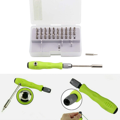 play run 32 in 1 Pocket Size Mini Screwdriver Bit Set with 30 Different Type Bits and Strong flexible Extension Rod, Repair Tools Kit Set Combination Screwdriver Set for Home Combination Screwdriver Set(Pack of 1)