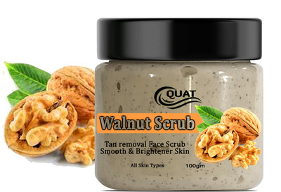QUAT Walnut Shell Powder Face Scrub For Men - De-Tan, Dead Skin Cells & Blackheads - Pore Minimiser Scrub(100 g)