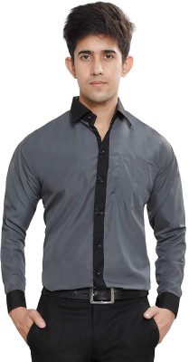 FABUNIFORMS Men Solid Formal Black, Grey Shirt
