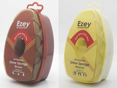Ezey Shine Sponge (Brown & Natural) Set Of 2 Pcs Patent Leather, Leather, Synthetic Leather Shoe Cleaner(Brown, Natural)