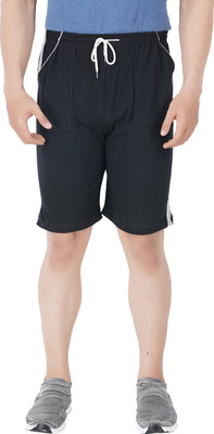 JUST TRY FASHION Solid Men Black Regular Shorts