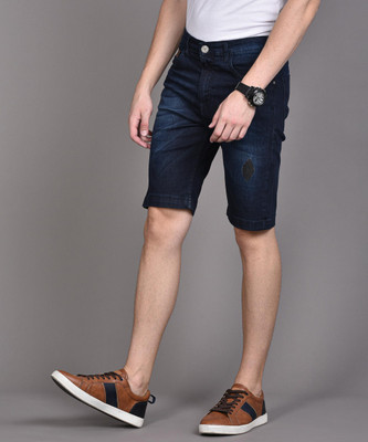 CAMPUS SUTRA Solid Men Denim Dark Blue Denim Shorts