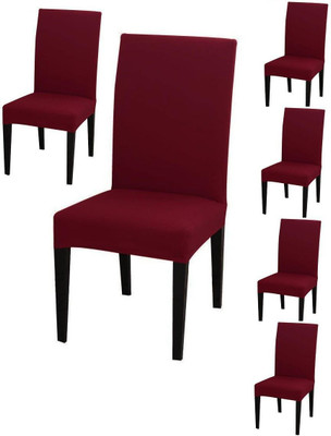 DECORIAN Polycotton 1 Seater Chair Plain Cover(Pack of 6 Maroon)