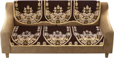 AK Decor Cotton 3 Seater Sofa Abstract Cover(Pack of 2 Brown)
