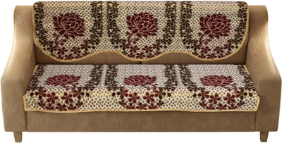 AK Decor Cotton 3 Seater Sofa Abstract Cover(Pack of 2 Maroon)
