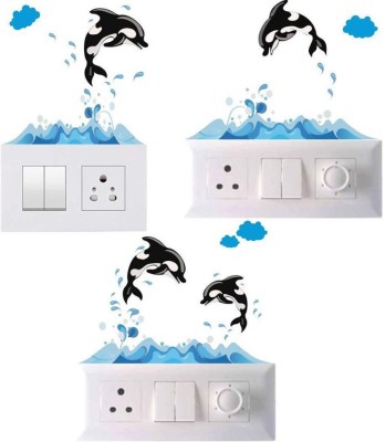 Advance Service 30 cm Decorative Small Switch Penal/Board decor Wall Sticker of Hanging Cute Dog and cat on switch Penal Cute Puppy NAD Dog face and Sleeping cat Self Adhesive Sticker(Pack of 3)