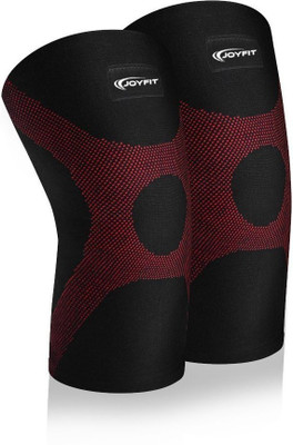 Joyfit Knee Compression Sleeve Pair with Neoprene Pad for Pain, Squats, Sports, Running Knee Support(Red)