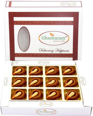 Ghasitaram Gifts Sweets- Mathura Diyas in White Box Box(250 g)