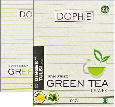 dophie Natural Ginger tulsi with green tea , Green tea regular [COMBO PACK-2] Added Rich in Antioxidants and Vitamin and Minerals (100gm Each) Herbs Green Tea Box(2 x 100 g)