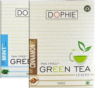 dophie Green tea Mint, Natural Ginger tulsi green tea [COMBO PACK-2] ]Great Source of Vitamins, Minerals, Antioxidants And Digestive Discomfort (100gm Each) Herbs Green Tea Box(2 x 100 g)