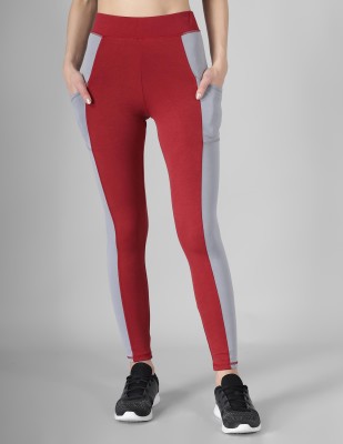 FAIRIANO Color Block Women Red Tights