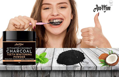 AroMine Natural Organic Teeth Cleansing Charcoal Powder No Side Effect-(50 g)