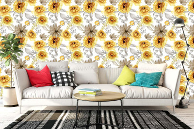 BPDESIGNSOLUTION Vinyl Floral & Botanical Multicolor Wallpaper(L x W: 41 cm x 325 cm)