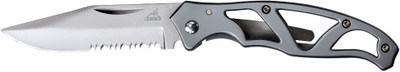 

Gerber Paraframe Mini - Stainless, Serrated Folding Clip Knife(Silver)