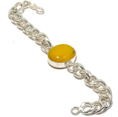 Krishnaimpex Brass Agate Silver Coated Bracelet