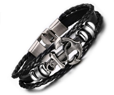 ruby collection Leather Silver Coated Bracelet