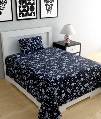 PALAK 104 TC Polycotton Single Printed Flat Bedsheet(Pack of 1, Black)