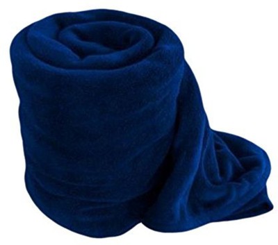 n g products Solid Single Fleece Blanket for  Heavy Winter(Polyester, Dark Blue)