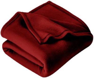 n g products Solid Single Fleece Blanket for  Heavy Winter(Polyester, Maroon)