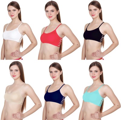 KOISA bra combo, cotton bra, bra set of 6, six strap bra 28 size Women Full Coverage Lightly Padded Bra(Multicolor)