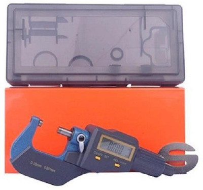 Divinext 0.001 mm Resolution 0-25 mm Measuring Range 2-Buttons 0-25mm High Precision Electronic Digital Micrometer Tester Meter Measurer Range Thickness Gauge Outside Micrometer Micro Caliper Length Measuring Tool + Inch/Metric Conversion + Abs Function + Extra Large Lcd Screen + Hard Plastic Case +