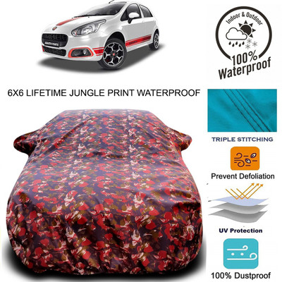 Gavya Car Cover For Fiat Abarth Punto (With Mirror Pockets)(Red, Green)