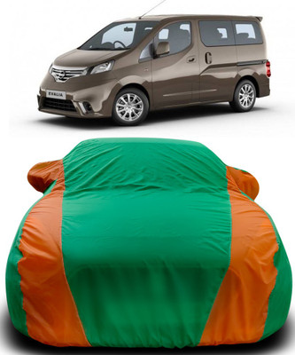 Gavya Car Cover For Nissan Evalia (With Mirror Pockets)(Green, Orange)
