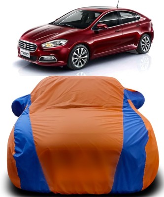 Gavya Car Cover For Fiat Viaggio (With Mirror Pockets)(Orange, Blue)