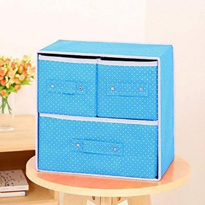 DITCAFOS Foldable 3 Drawer Fabric Storage Box Organizer Drawer Divider(Fabric)