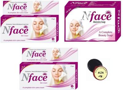 kia kajal + n face skin cream 2 pcs &amp; n face aloevera soap  (3 Items in the set)