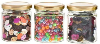Machak Glass Grocery Container  - 200 ml(Pack of 3, Gold)