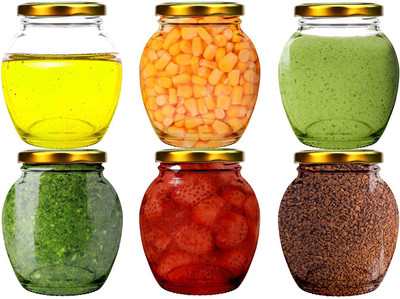 SEETASTIC Glass Grocery Container  - 400 ml(Pack of 6, Clear)