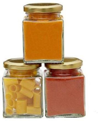 Machak Glass Grocery Container  - 280 ml(Pack of 3, Gold)