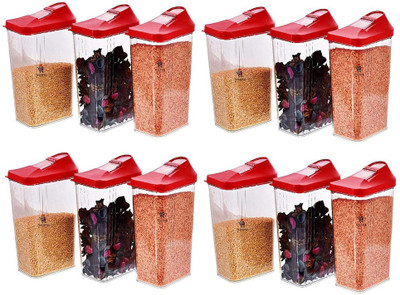 Machak Plastic Grocery Container  - 1500 ml(Pack of 12, Red)