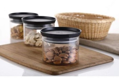 Machak Plastic Grocery Container  - 500 ml(Pack of 3, Black)